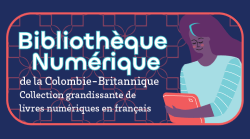 Bibliothèque Numérique de la C.-B. Woman reading an eBook on the beach, Cantook Bibliothèque logo in corner. Image links to French digital book collection.